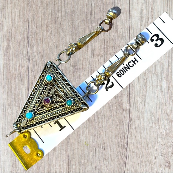 VTG Silver Pendant Middle Eastern Afghan Bedouin Tribal Triangle and Gemstones - Picture 12 of 16